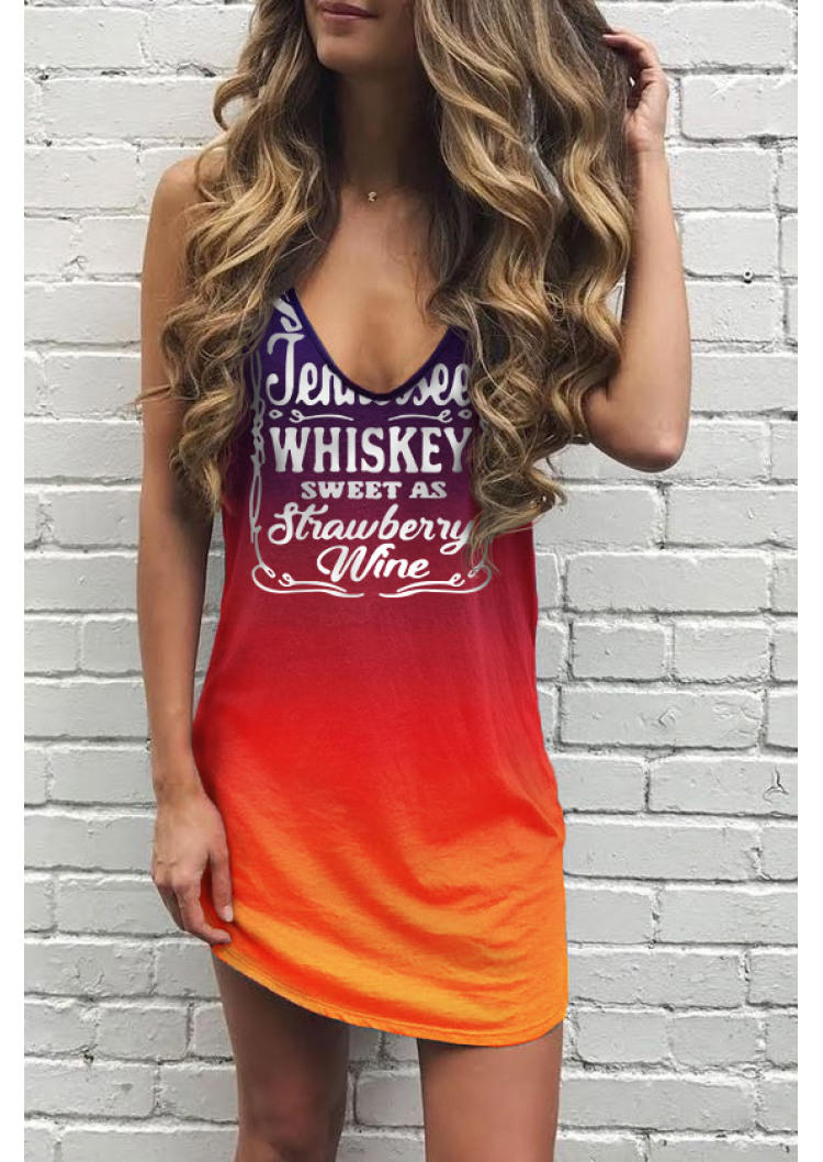 

Smooth As Tennessee Whiskey Sweet As Strawberry Wine Gradient Mini Dress, Multicolor, SCM000433
