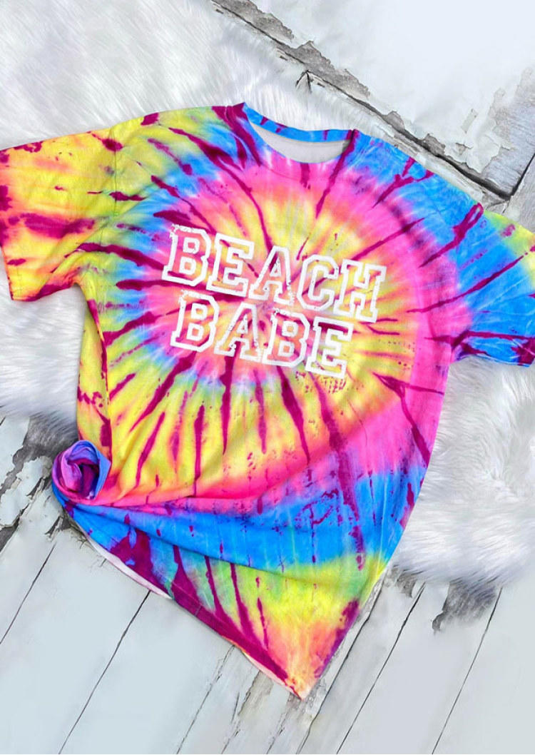 

Swirl Tie Dye Beach Babe T-Shirt Tee, Multicolor, SCM000742
