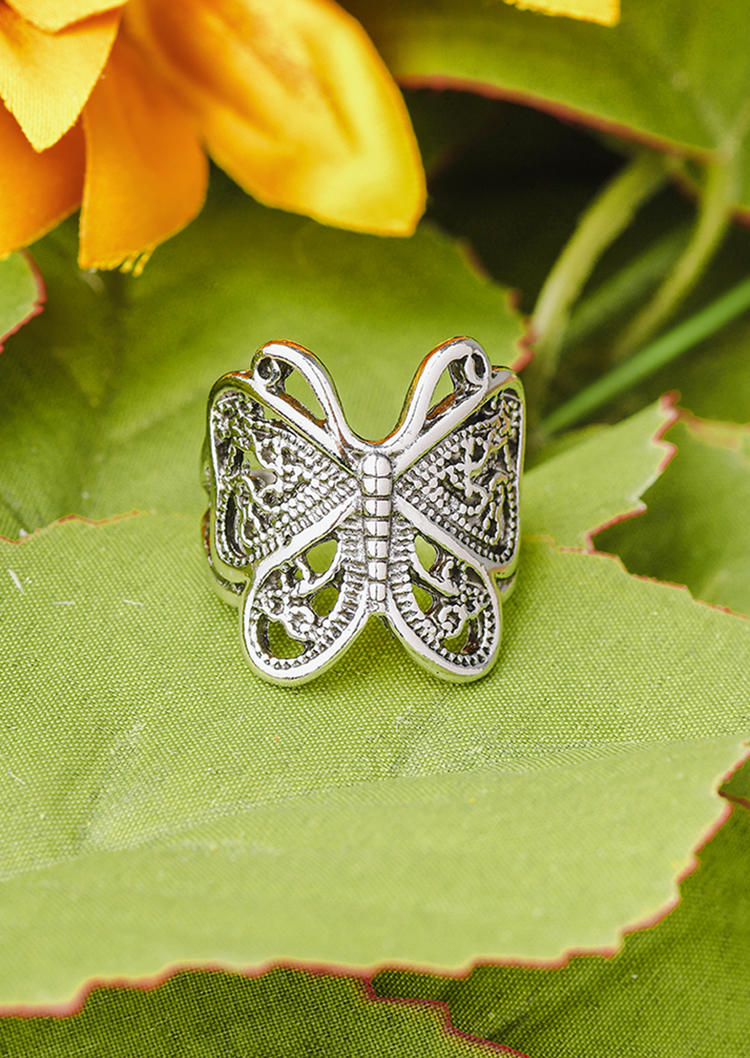 

Butterfly Alloy Adjustable Ring, Silver, 531398