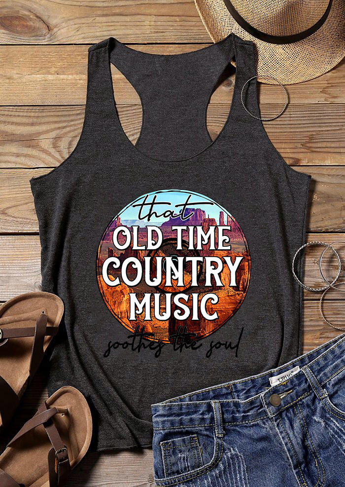 

That Old Time Country Music Soothes The Soul Racerback Tank - Dark Grey, 531471
