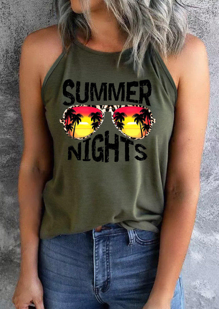 

Summer Nights Coconut Tree Glasses Camisole - Army Green, 531475