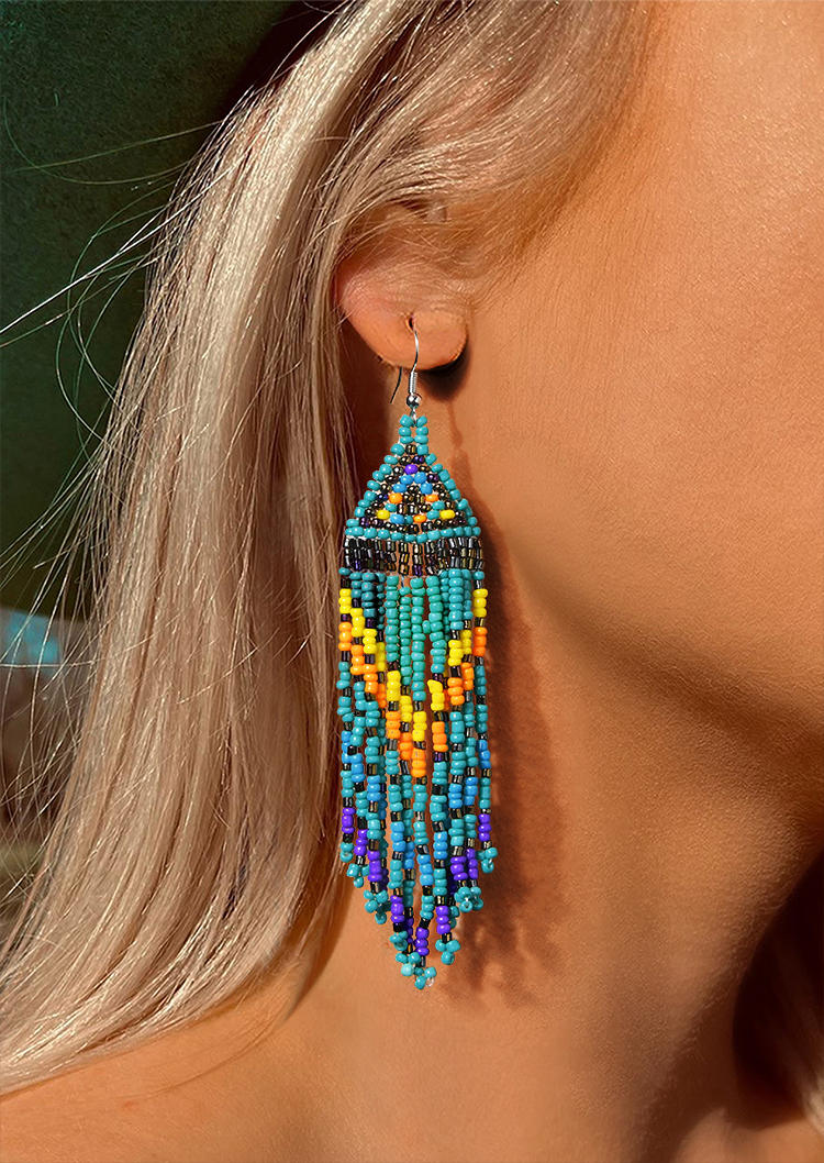 

Bohemian Beading Hook Alloy Earrings, Multicolor, 531353