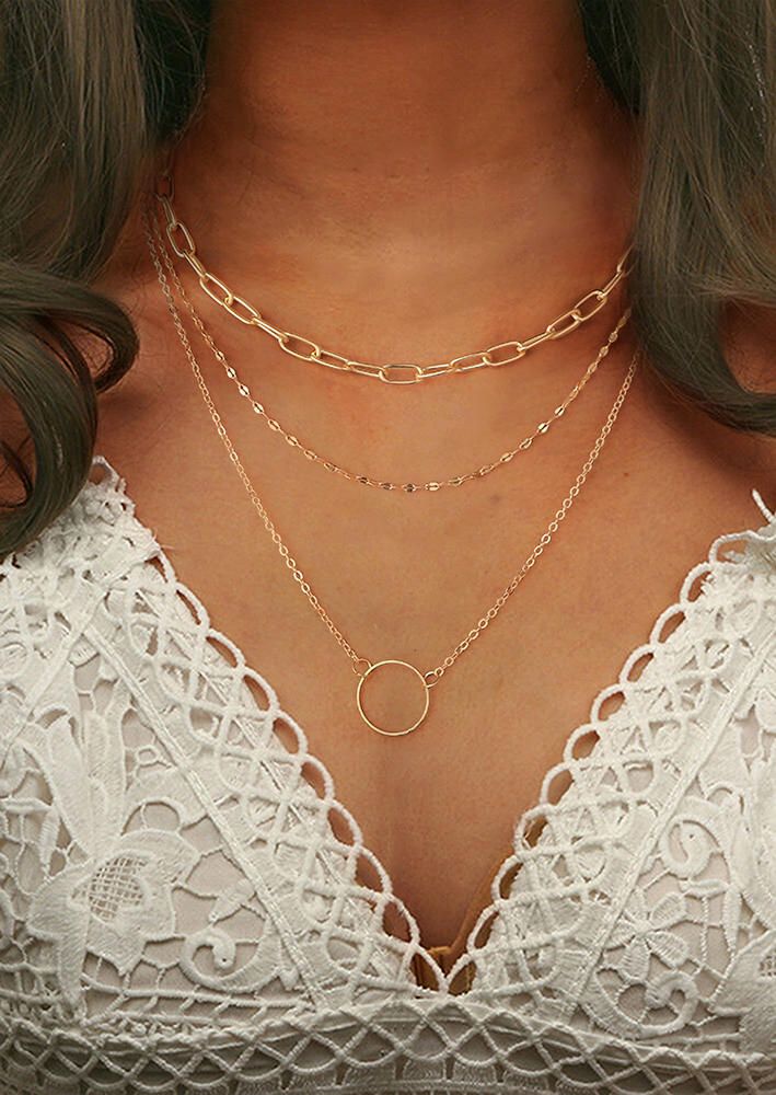 

Circle Multi-Layered Pendant Necklace, Gold, 531487