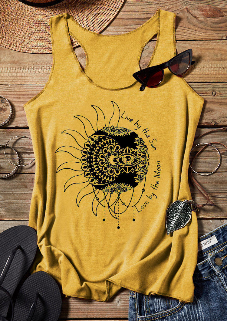 

Live By The Sun Love By The Moon Mandala Racerback Tank - Yellow, 531643