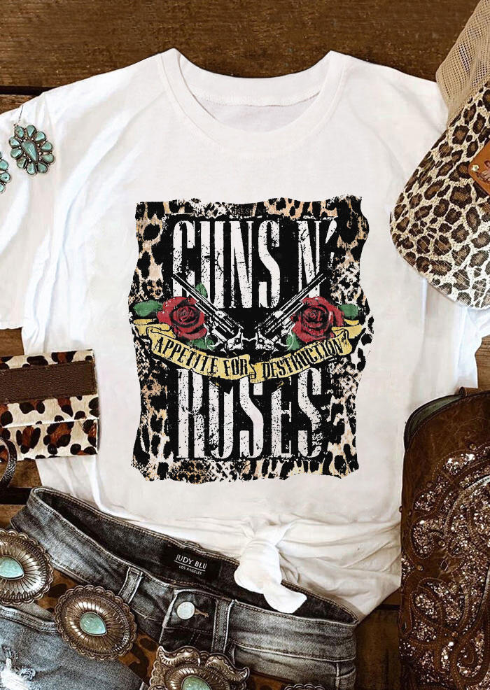 

Guns N' Roses Leopard T-Shirt Tee - White, 531649