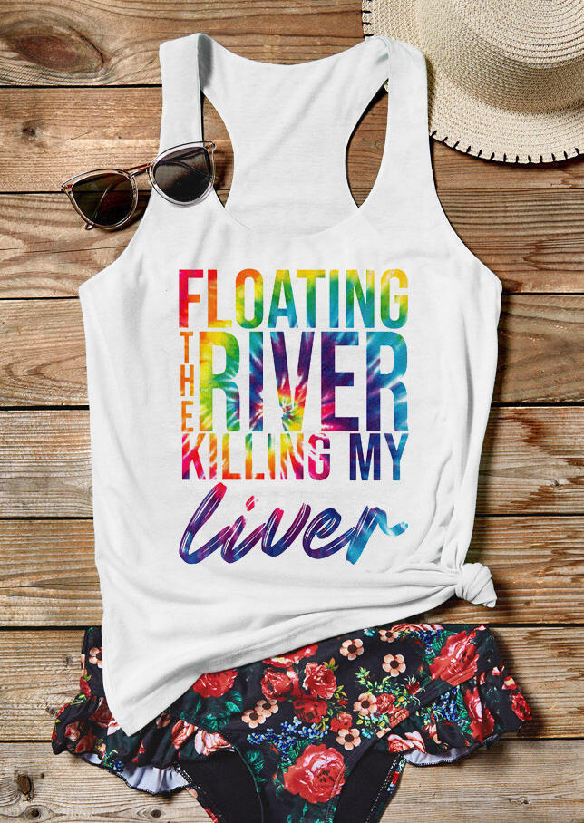 

Floating The River Killing My Liver Racerback Tank - White, 531653
