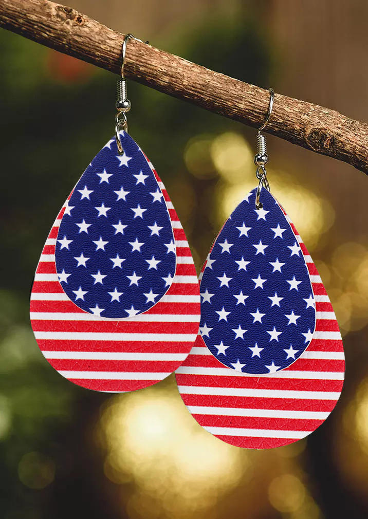 

Star Striped Dual-Layered Earrings, Multicolor, 531726