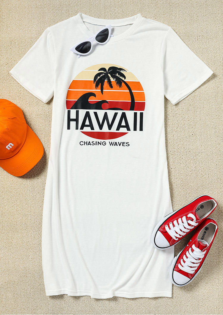 Kaufen Hawaii Chasing Waves Coconut Tree Mini Dress - White. Bild