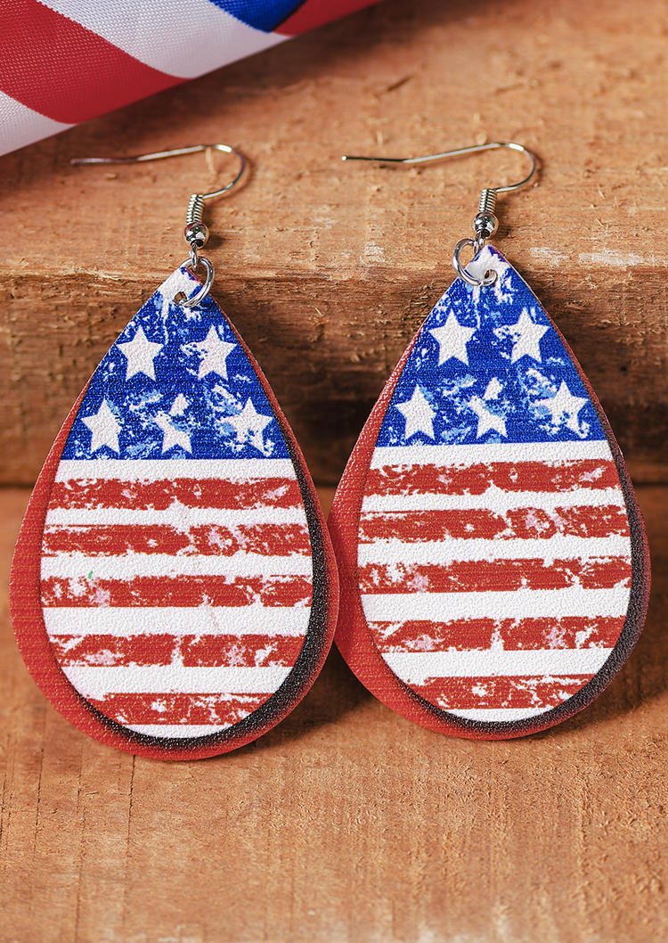 

American Flag Star Striped Earrings, Multicolor, 531618