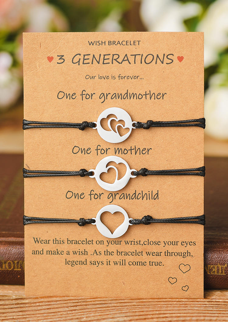 

3Pcs Love Heart Alloy Bracelet, Multicolor, 531619