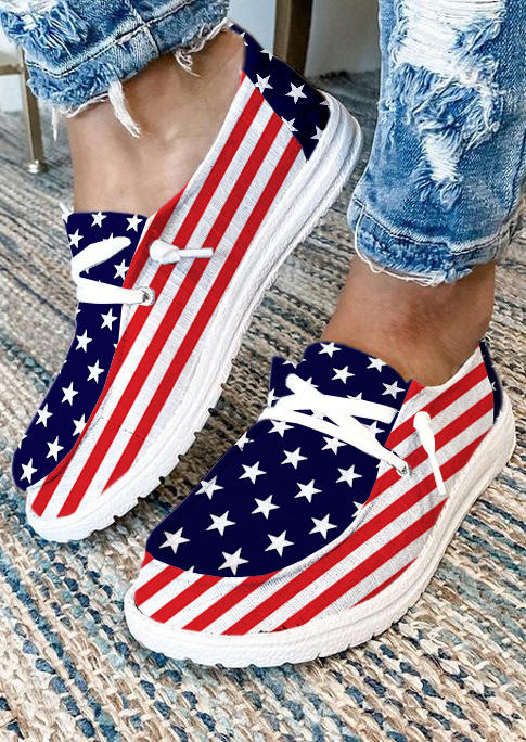 American Flag Star Lace Up Sneakers, Multicolor, 531635