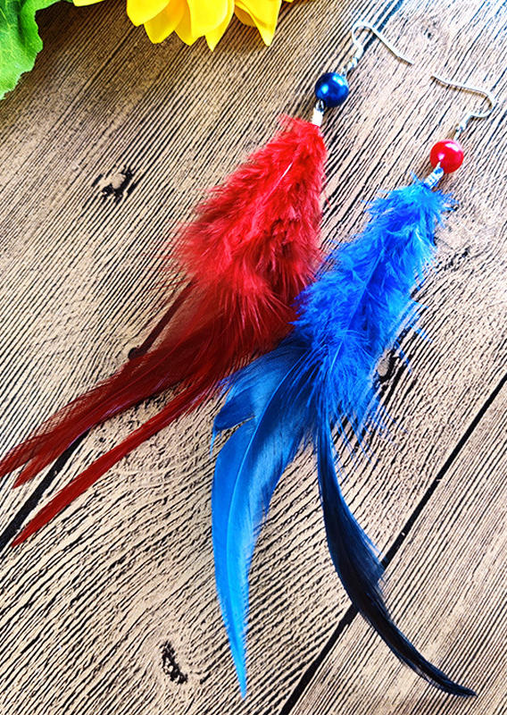 

Bohemian Feather Beading Earrings, Multicolor, 531697