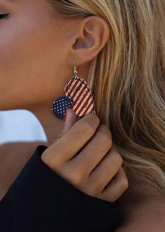 American Flag Star Hook Earrings