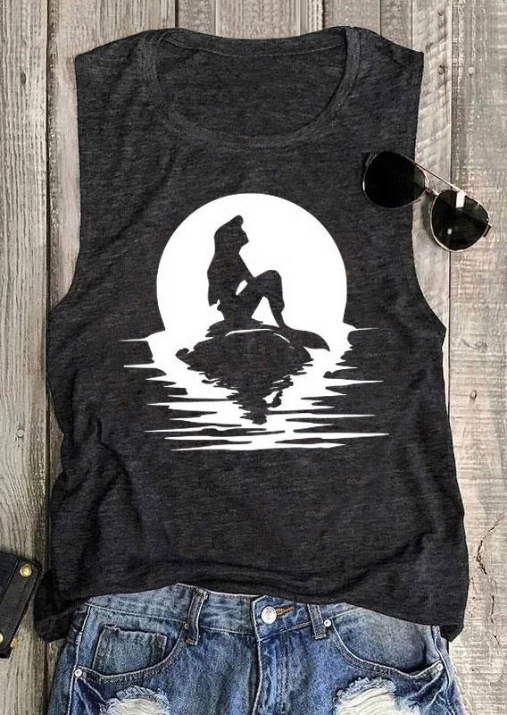 

Mermaid Silhouette O-Neck Tank - Dark Grey, 531723