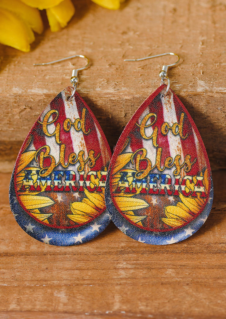 

God Bless America Sunflower Earrings, Pattern2, 531765