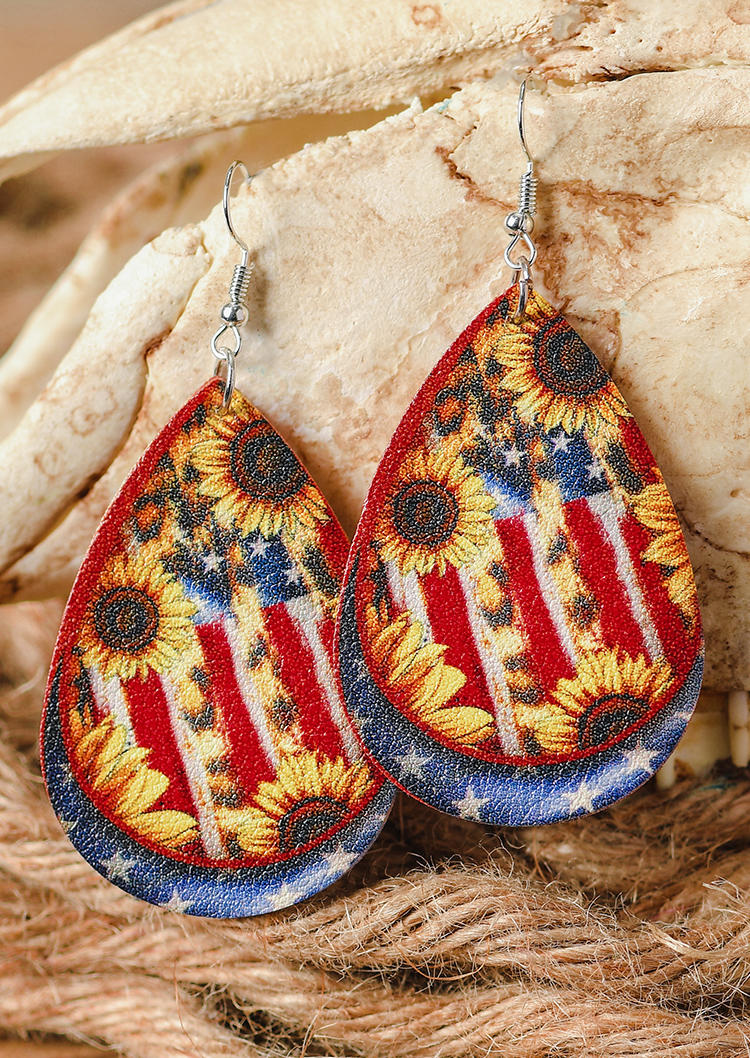 God Bless America Sunflower Earrings