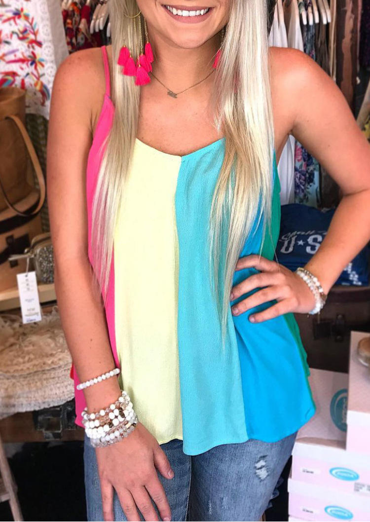 

Color Block Striped Casual Camisole, Multicolor, SCM000425