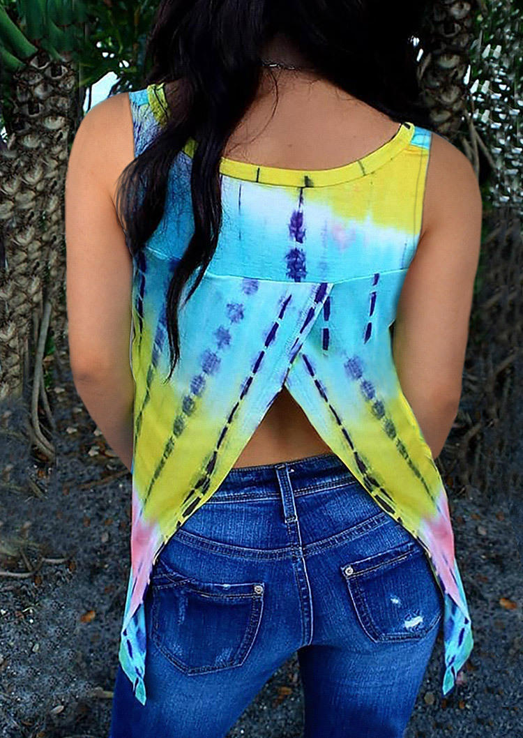 

Tie Dye Slit Casual Tank, Multicolor, SCM000450