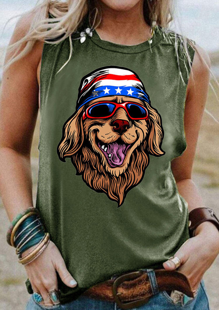 

American Golden Retriever Dog Star Tank - Army Green, 531717