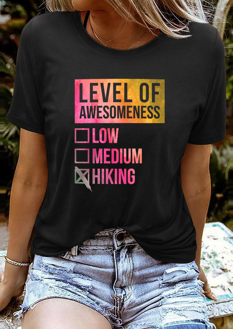 

Level Of Awesomeness Low Medium Hiking T-Shirt Tee - Black, 531722