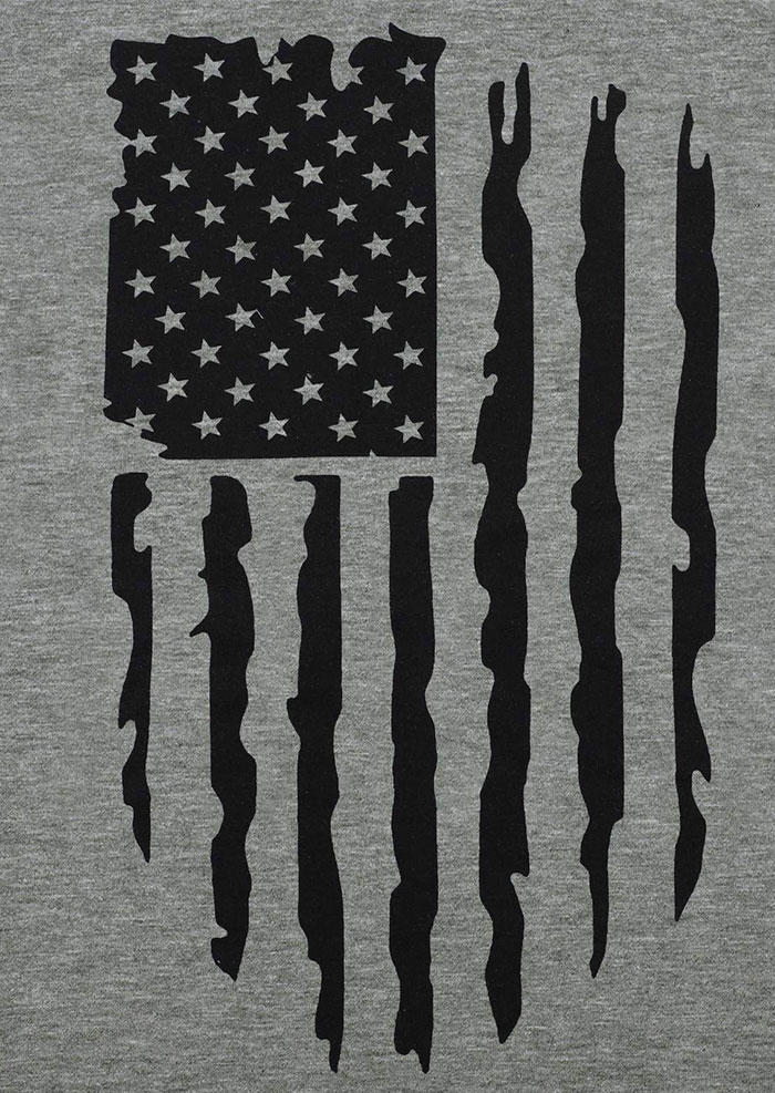 Buy American Flag Star T-Shirt Tee - Gray. Picture