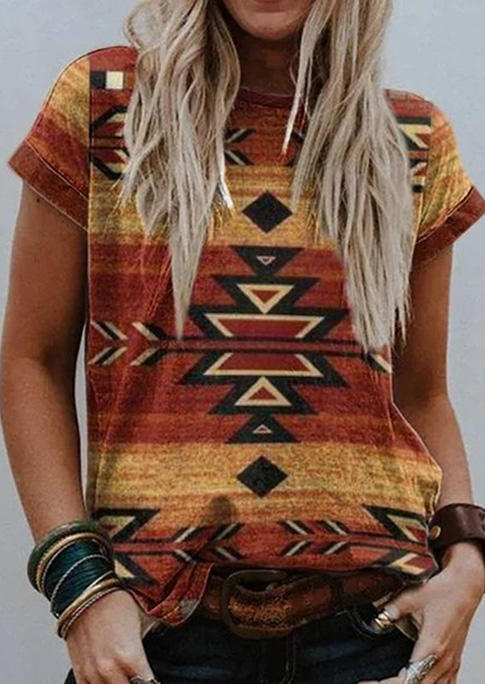 Aztec Geometric Casual T-Shirt Tee