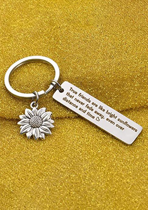 

True Friends Are Like Bright Sunflowers Keychain, Silver, 531756