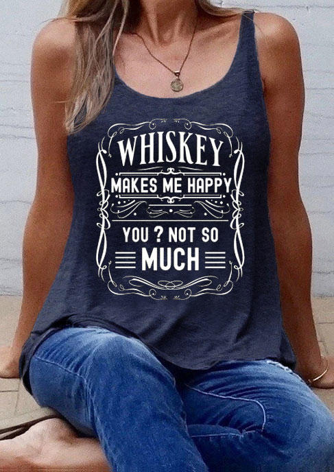 

Whiskey Makes Me Happy You Not So Much Racerback Tank - Navy Blue, 531836