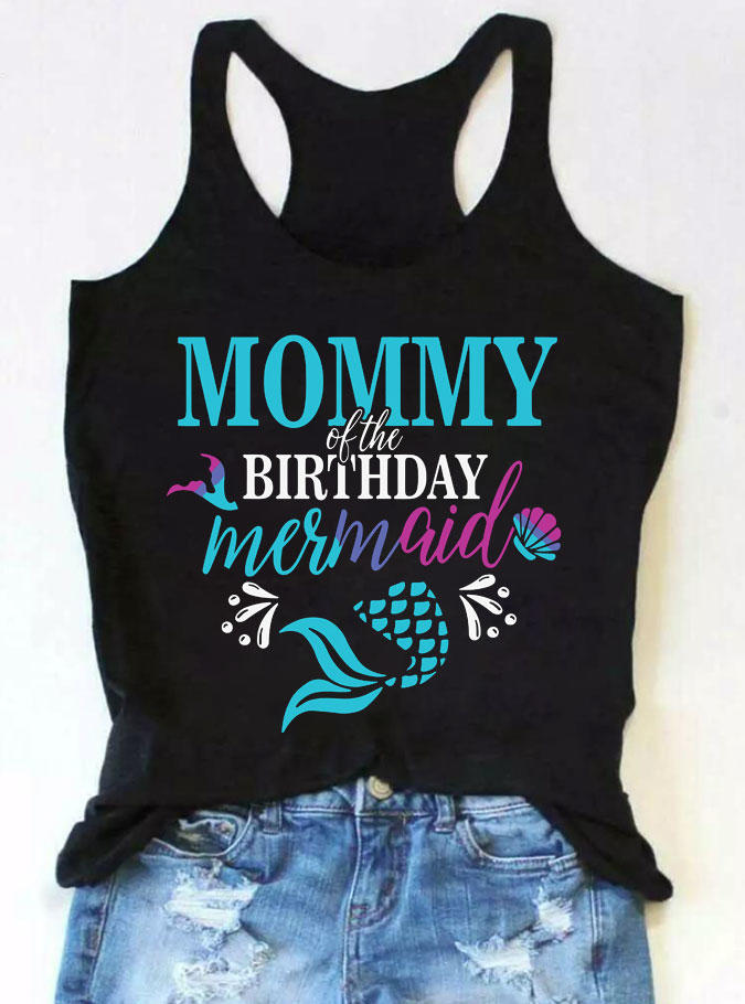 

Mommy Of The Birthday Mermaid Racerback Tank - Black, 531839