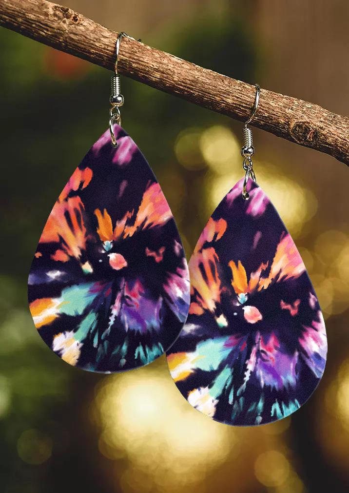 

Tie Dye Water Drop Earrings, Multicolor, 531873