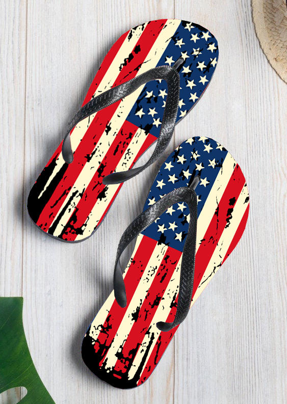

Summer American Flag Star Flip Flops Slippers - Red, 531914