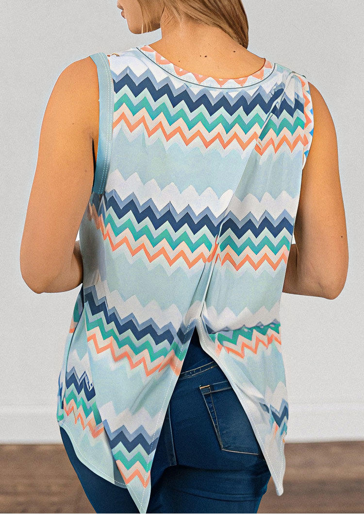 

Zigzag Slit Casual Tank, Multicolor, SCM000257