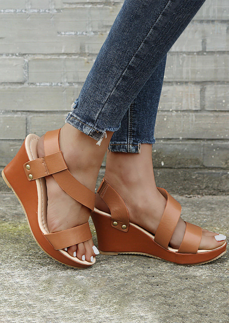 

Summer Wedge Casual Sandals - Brown, SCM000454