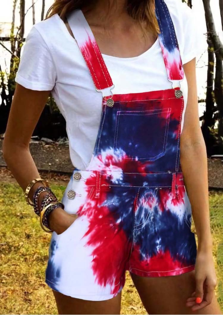 

Reverse Tie Dye Overall Romper, Multicolor, SCM000862