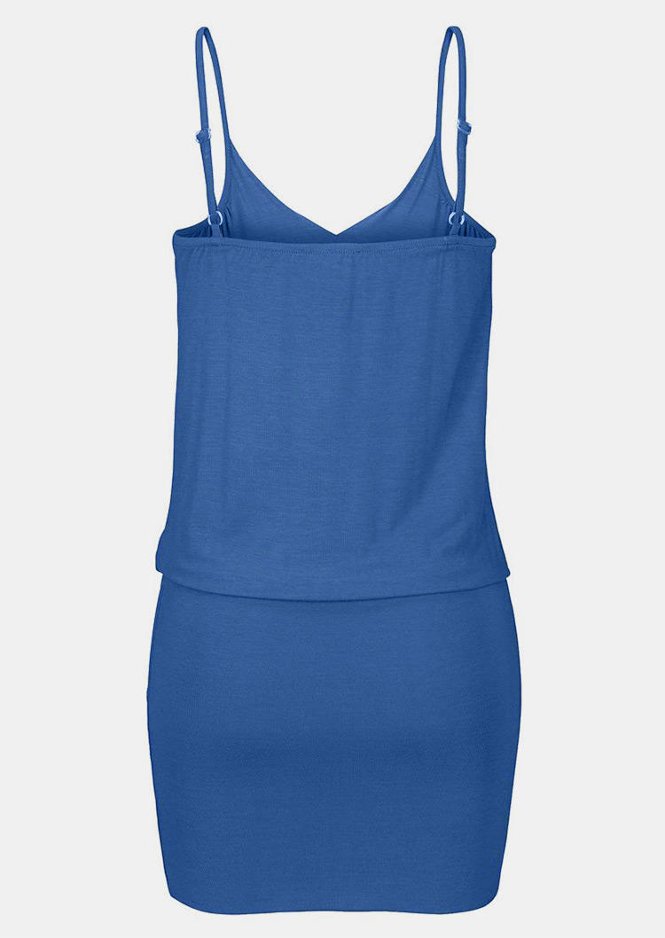 Wrap Ruched Open Back Bodycon Dress - Blue