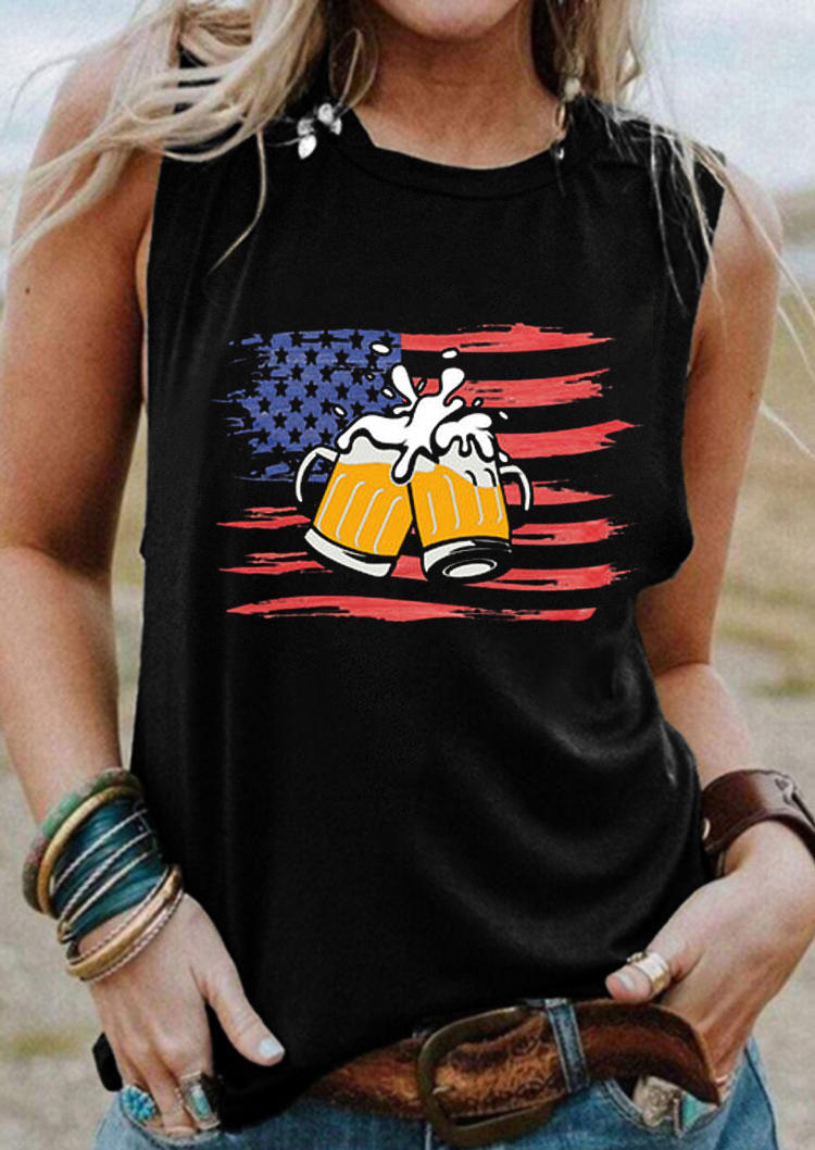 

American Flag Beer Tank - Black, 532013