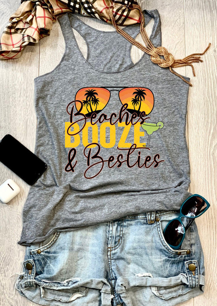 

Beaches Booze & Besties Racerback Tank - Gray, 532017