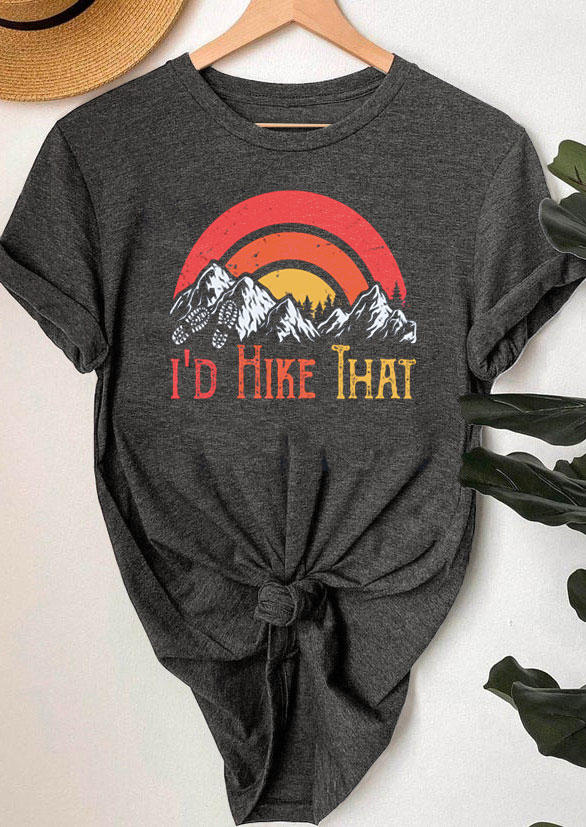 I'd Hike Thai Sunset Mountain T-Shirt Tee - Dark Grey