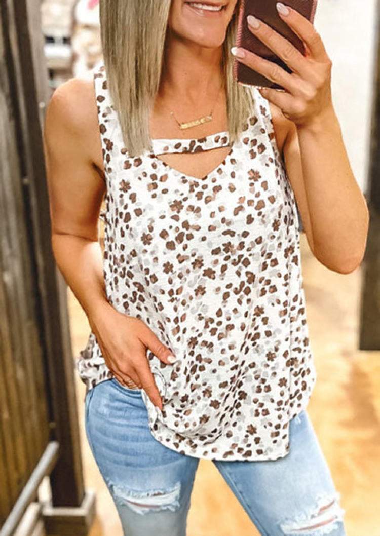 

Hollow Out Criss-Cross Floral Tank, Multicolor, SCM000807