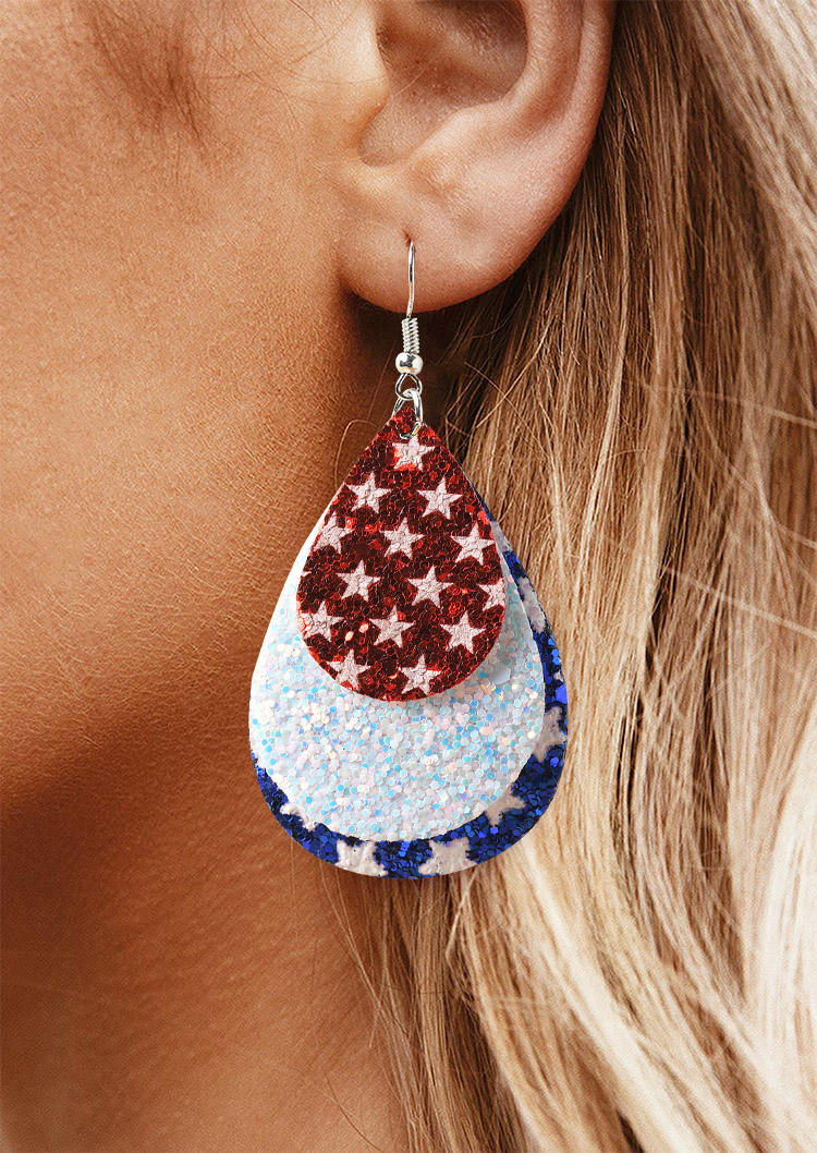 

Sequined Star Multi-Layered Water Drop Earrings, Multicolor, 531917