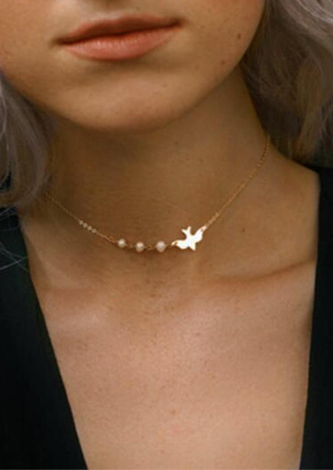 

Beading Peace Pigeon Necklace, Gold, 531939