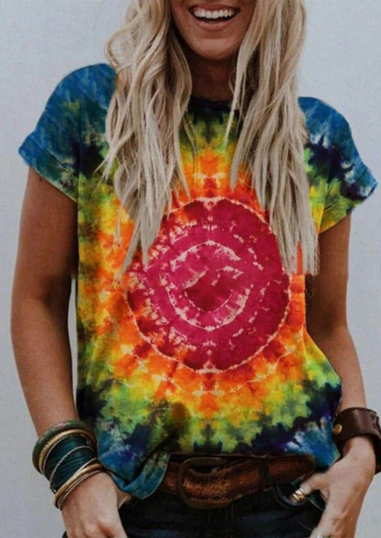 Buy Tie Dye O-Neck T-Shirt Tee. Picture