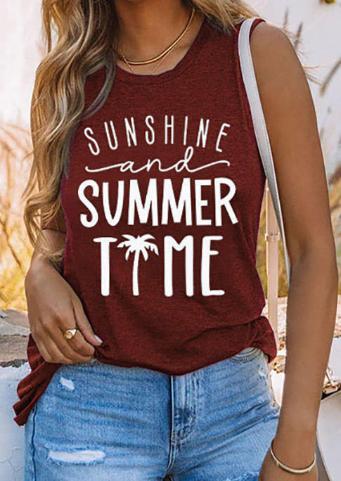 

Sunshine And Summer Time Coconut Tree Tank - Burgundy, Red, 531971
