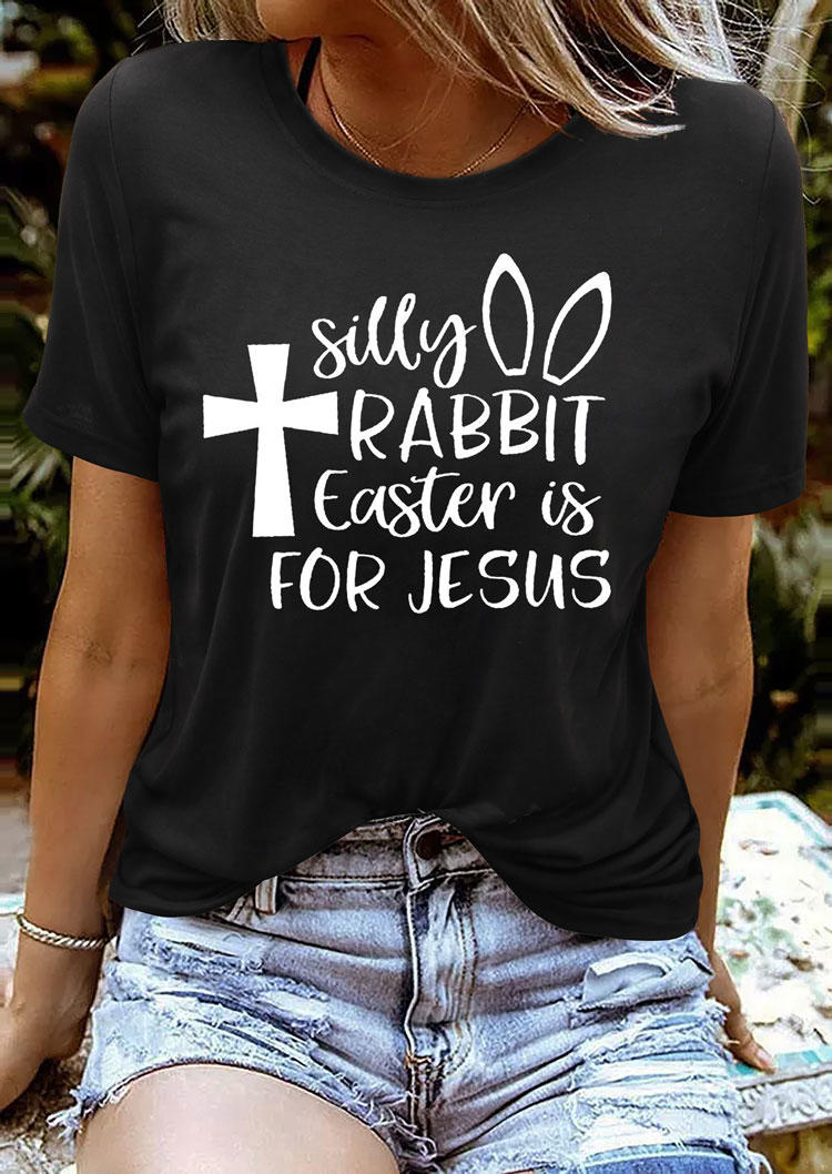 

Silly Rabbit Easter Is For Jesus T-Shirt Tee - Black, 532004