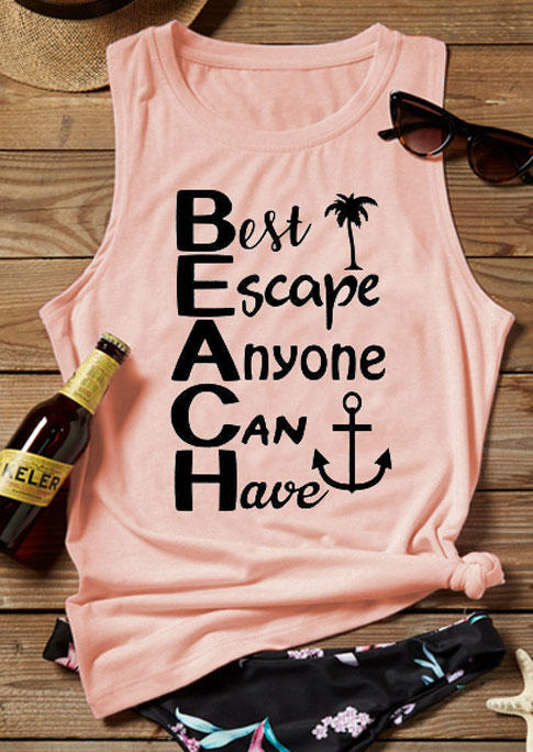 

Beach Best Escape Anyone Can Have Tank - Pink, 532015