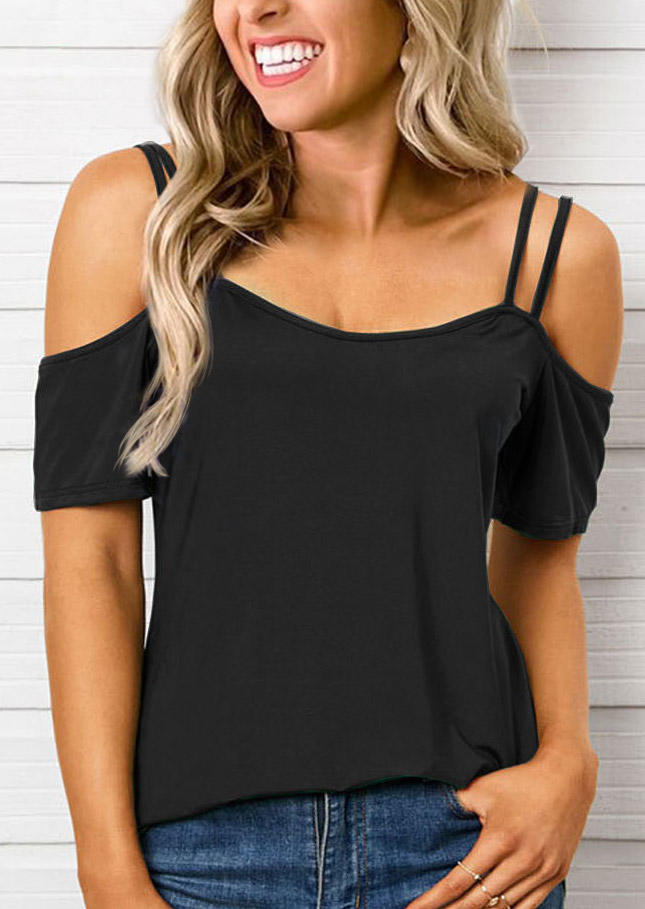 

Cold Shoulder Short Sleeve Blouse - Black, 532032