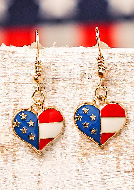 

American Flag Star Earrings, Multicolor, 532057