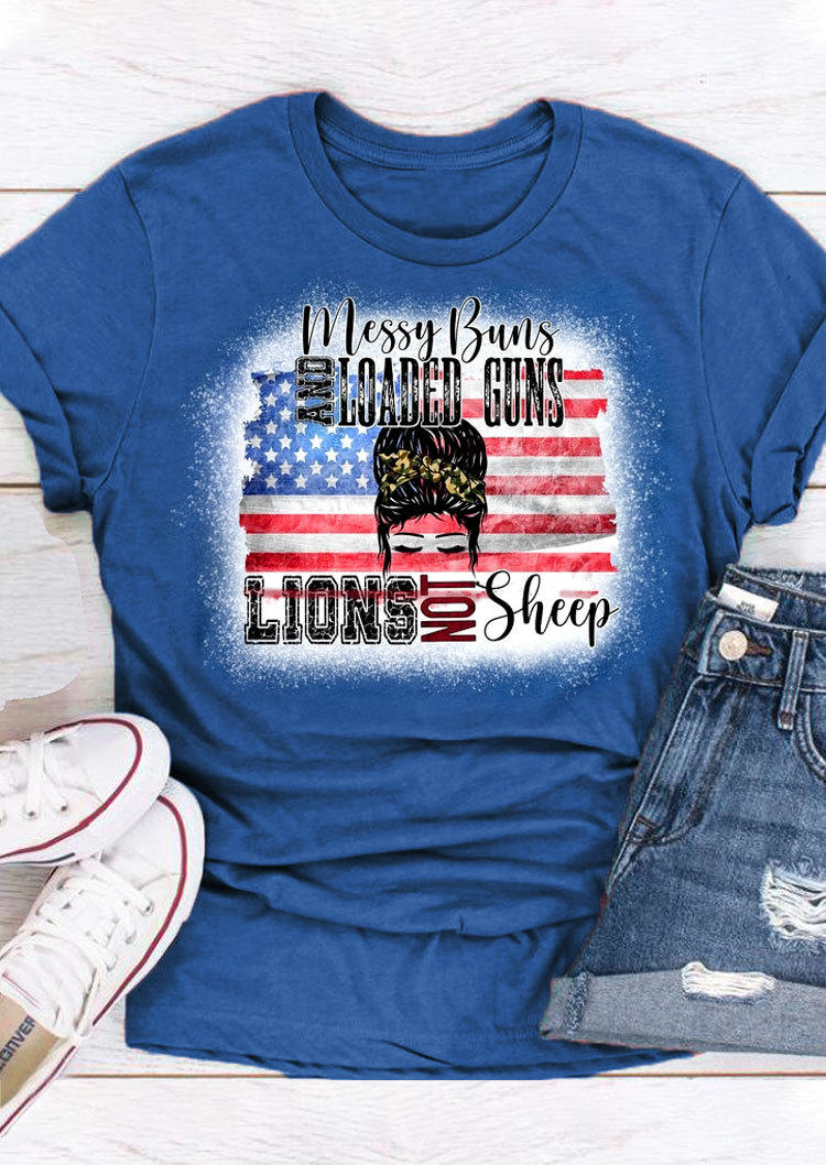 

Messy Buns And Loaded Guns Lions Not Sheep T-Shirt Tee - Royal Blue, SCM000770