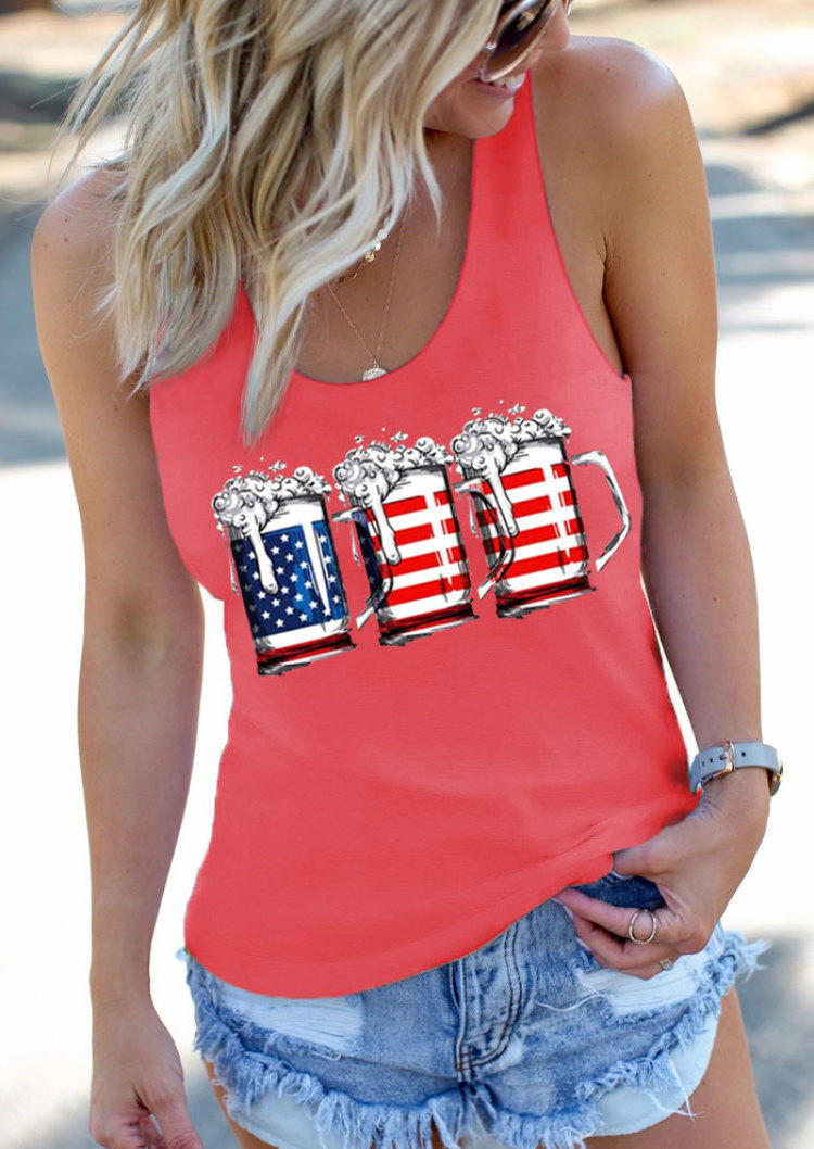 

American Flag Drink Racerback Tank, Multicolor, SCM000859