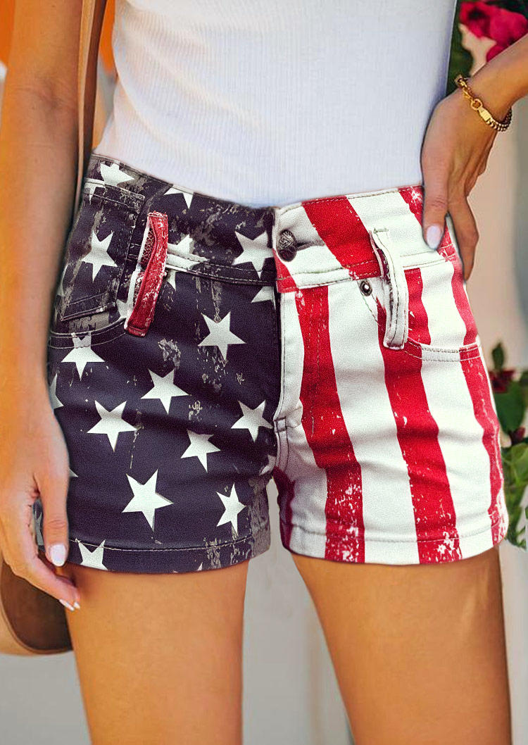 

American Flag Star Pocket Denim Shorts, Multicolor, 531762